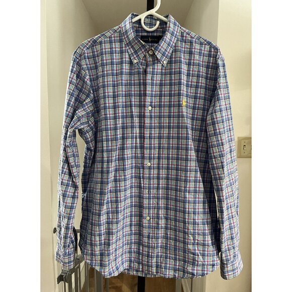 EUC Ralph Lauren Mens Plaid Long Sleeve Button-Down Shirt L - Picture 1 of 6